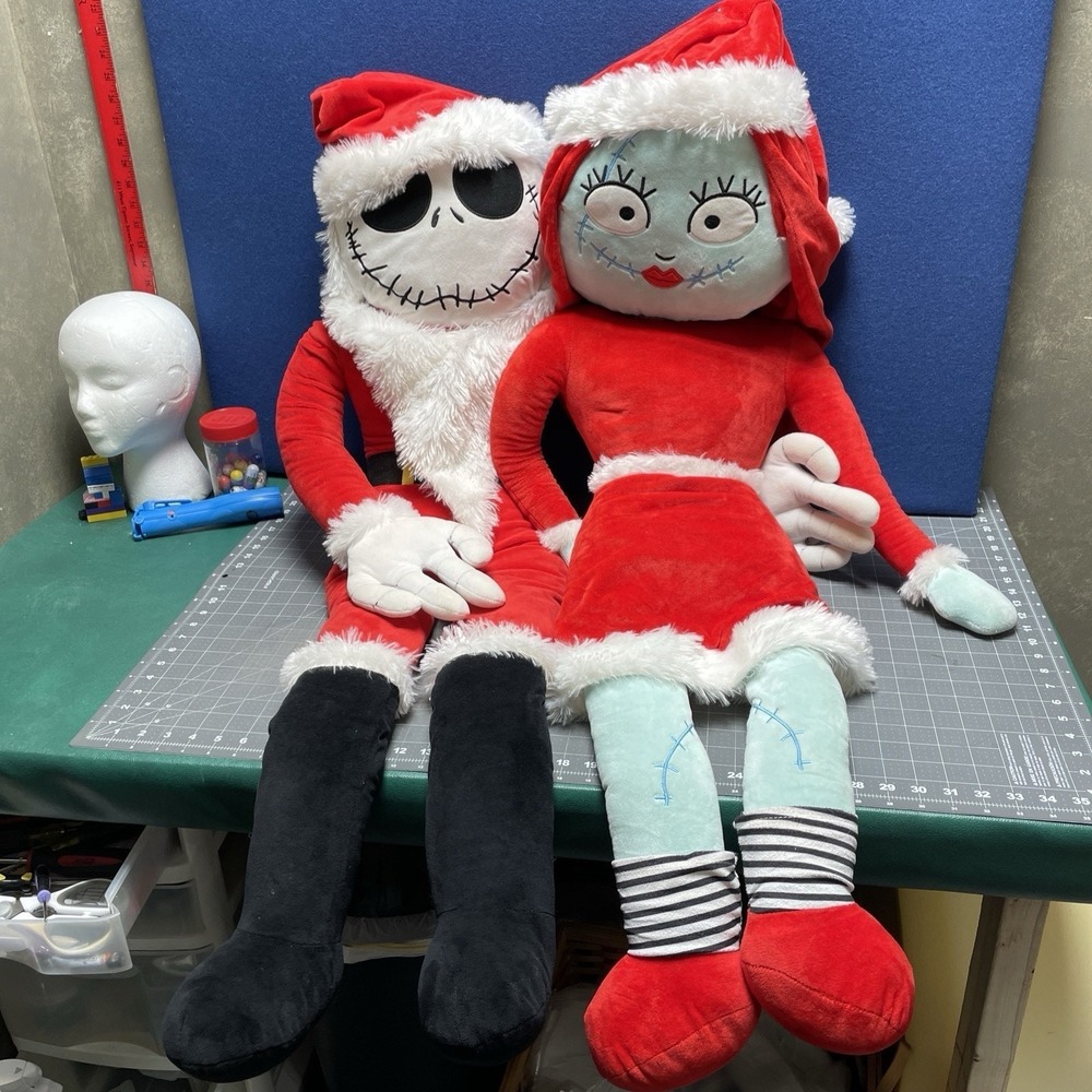 Disney‎ Nightmare Before Christmas Santa Jack Skellington Sally Jumbo Plush 48"